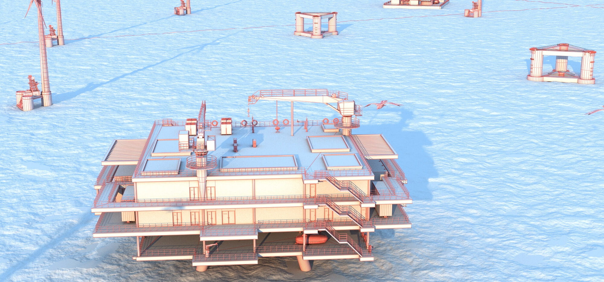 Offshore Wind Farm 3D Model