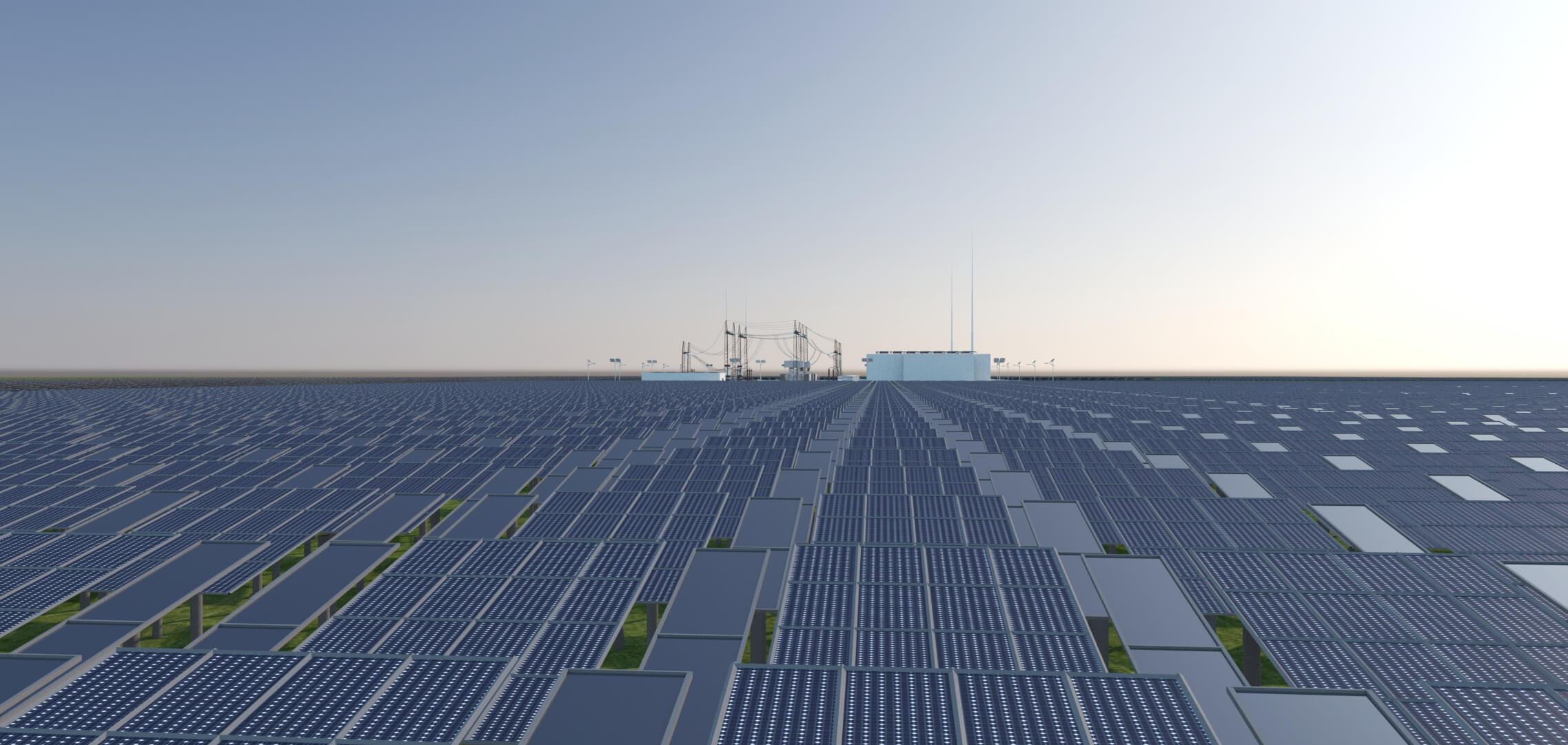 Solar Power Station With Substation and Energy Storage 3D Model