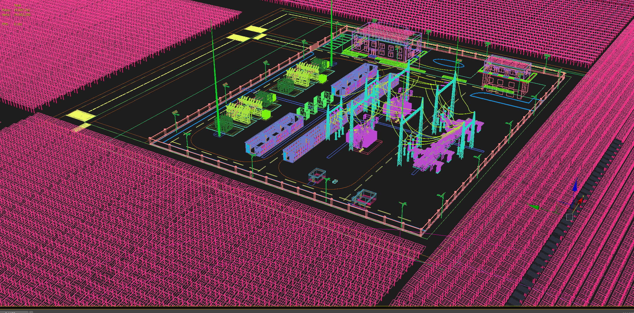 Solar Power Station With Substation and Energy Storage 3D Model