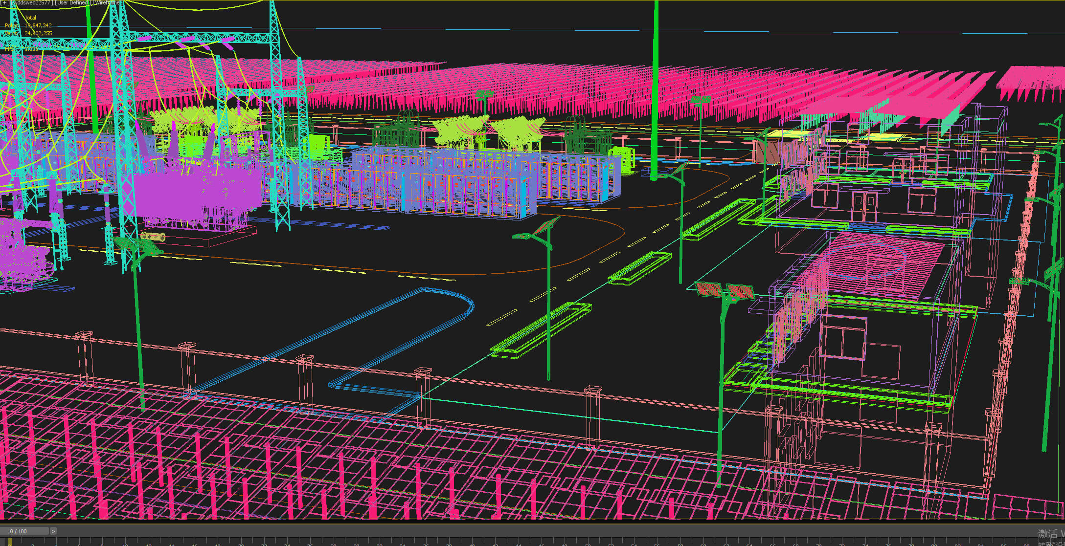 Solar Power Station With Substation and Energy Storage 3D Model