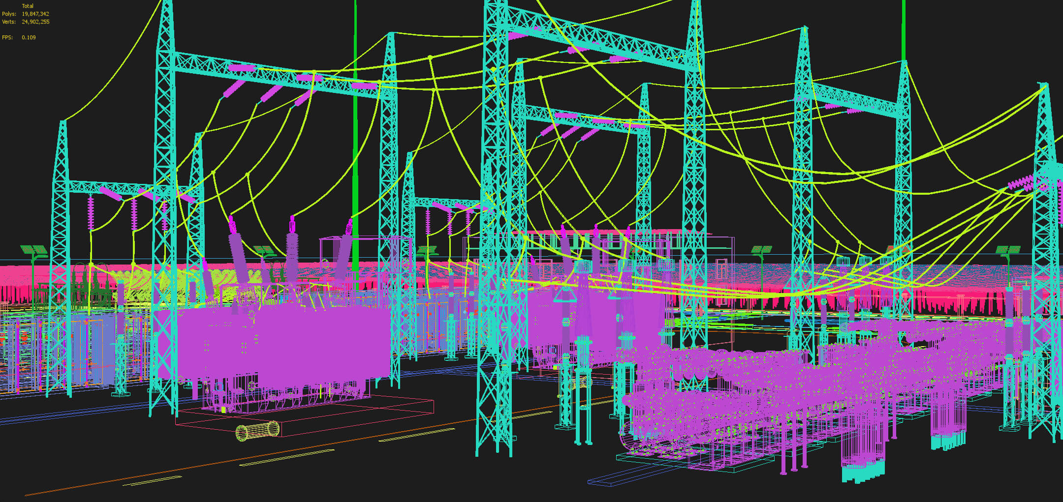 Solar Power Station With Substation and Energy Storage 3D Model