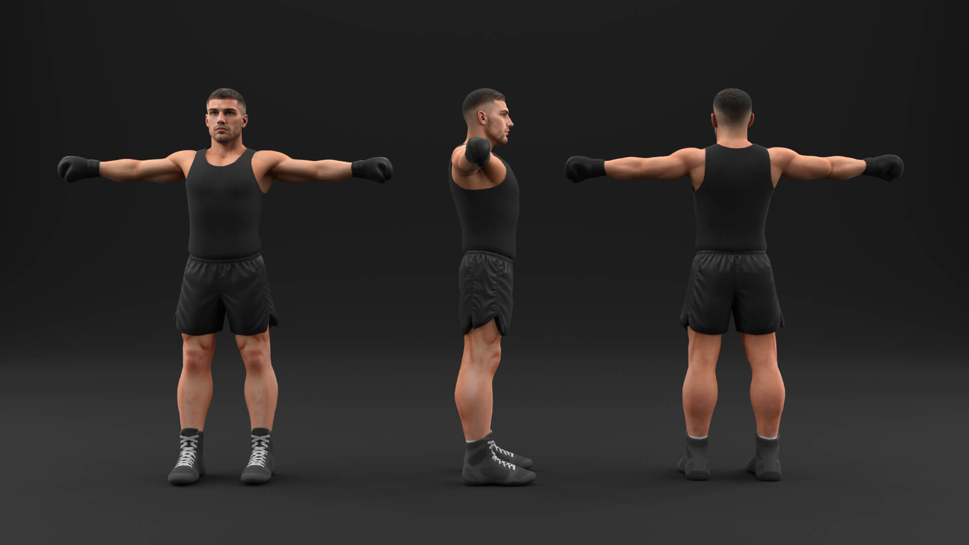 Male Boxer Rigged Unity Unreal Game Ready 3D Model