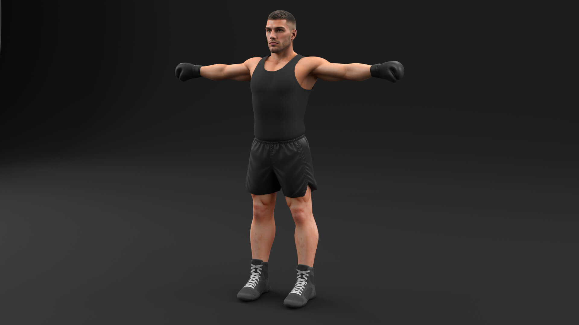 Male Boxer Rigged Unity Unreal Game Ready 3D Model