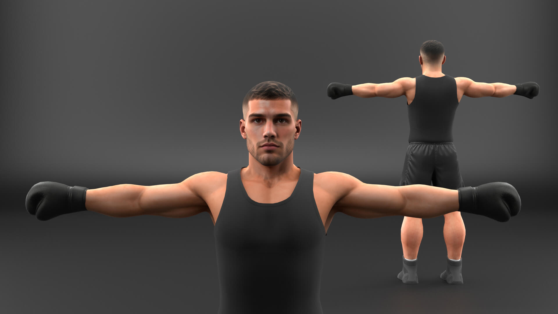 Male Boxer Rigged Unity Unreal Game Ready 3D Model
