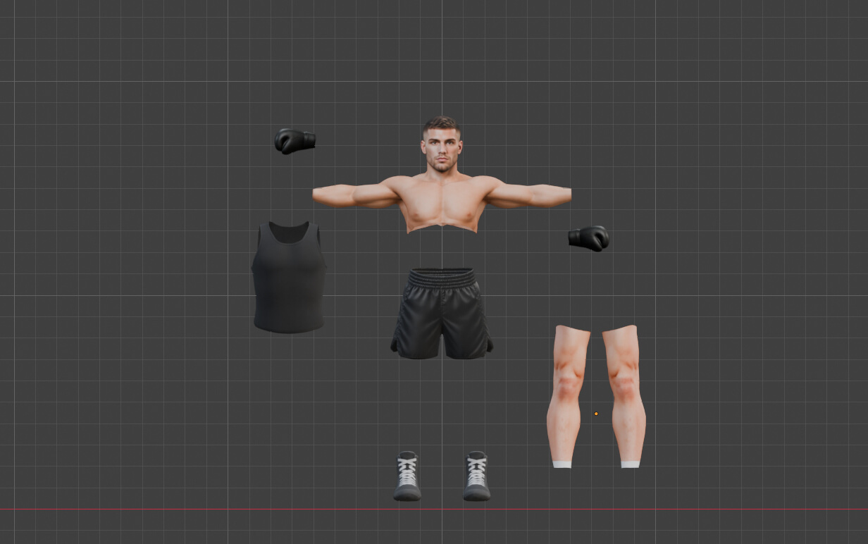 Male Boxer Rigged Unity Unreal Game Ready 3D Model