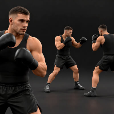 Male Boxer Rigged Unity Unreal Game Ready 3D Model