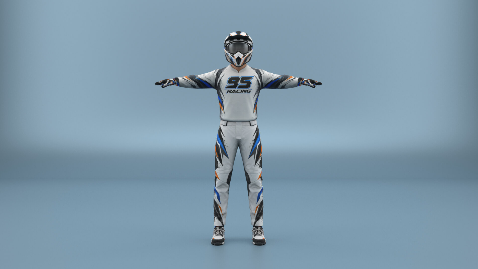 Motocross Rider &mdash Rigged with Helmet 3D Model