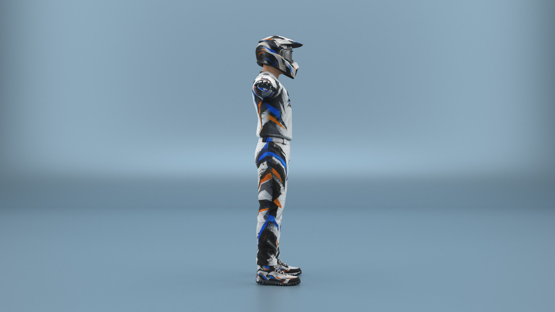 Motocross Rider &mdash Rigged with Helmet 3D Model