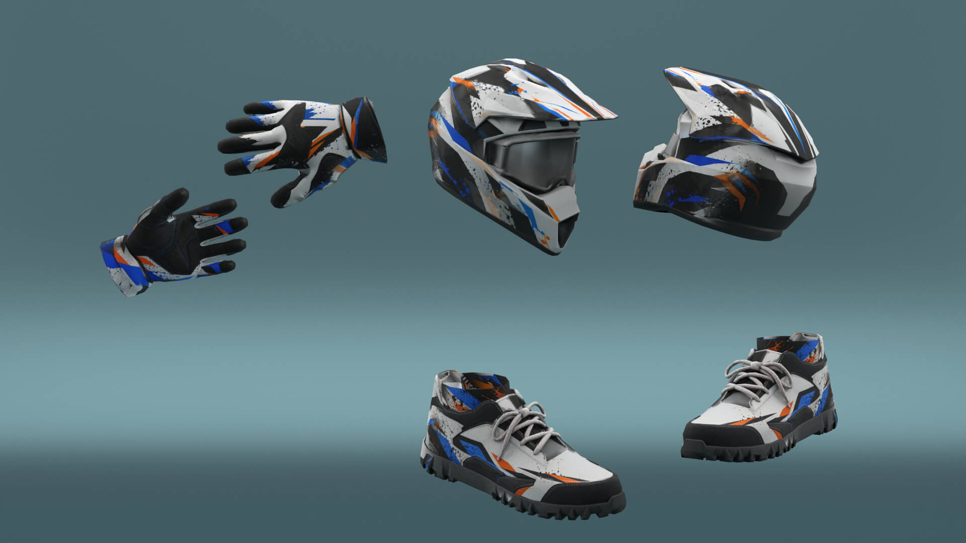 Motocross Rider &mdash Rigged with Helmet 3D Model