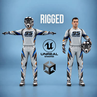 Motocross Rider — Rigged with Helmet