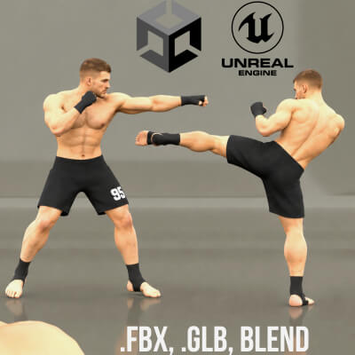 Realistic MMA Fighter Unreal Unity - Rigged