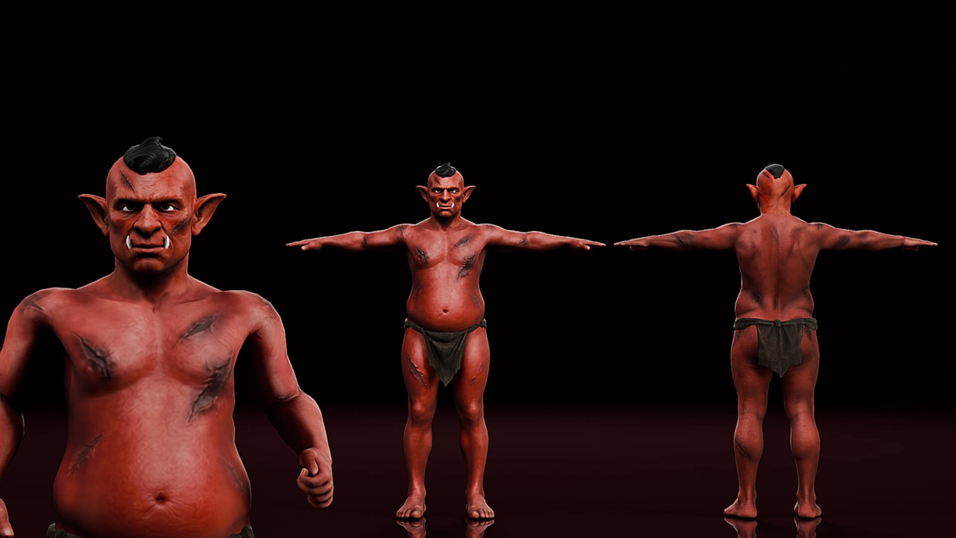 Red Orc Warrior-Rigged 3D Model