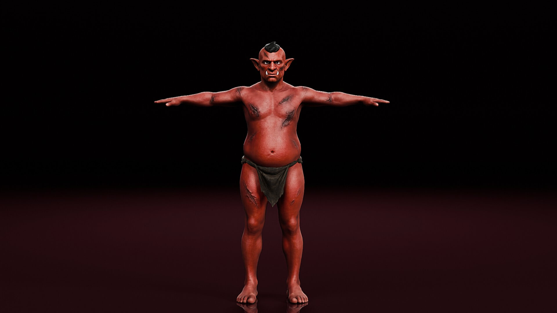 Red Orc Warrior-Rigged 3D Model