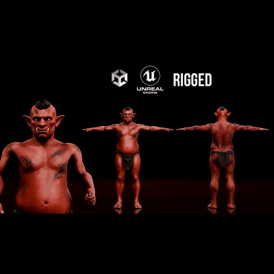 Red Orc Warrior-Rigged