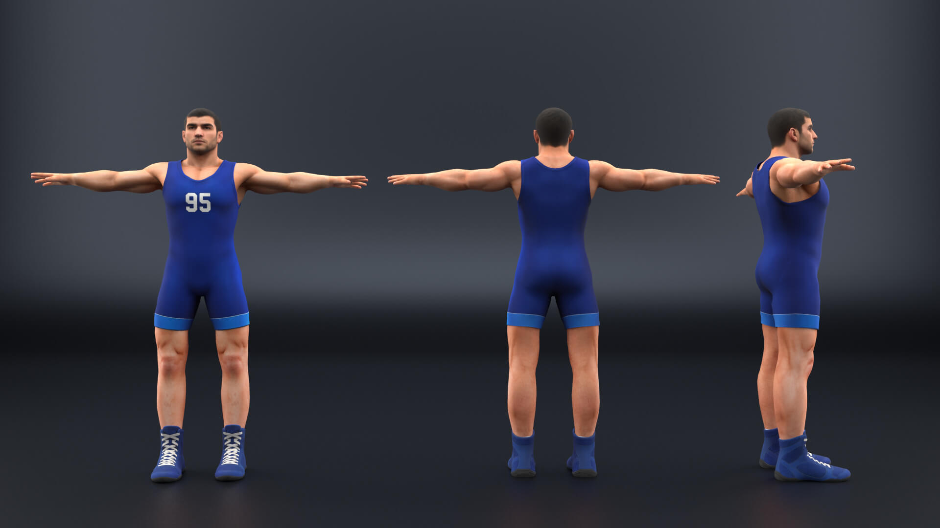 Rigged Lowpoly Wrestler Character 3D Model