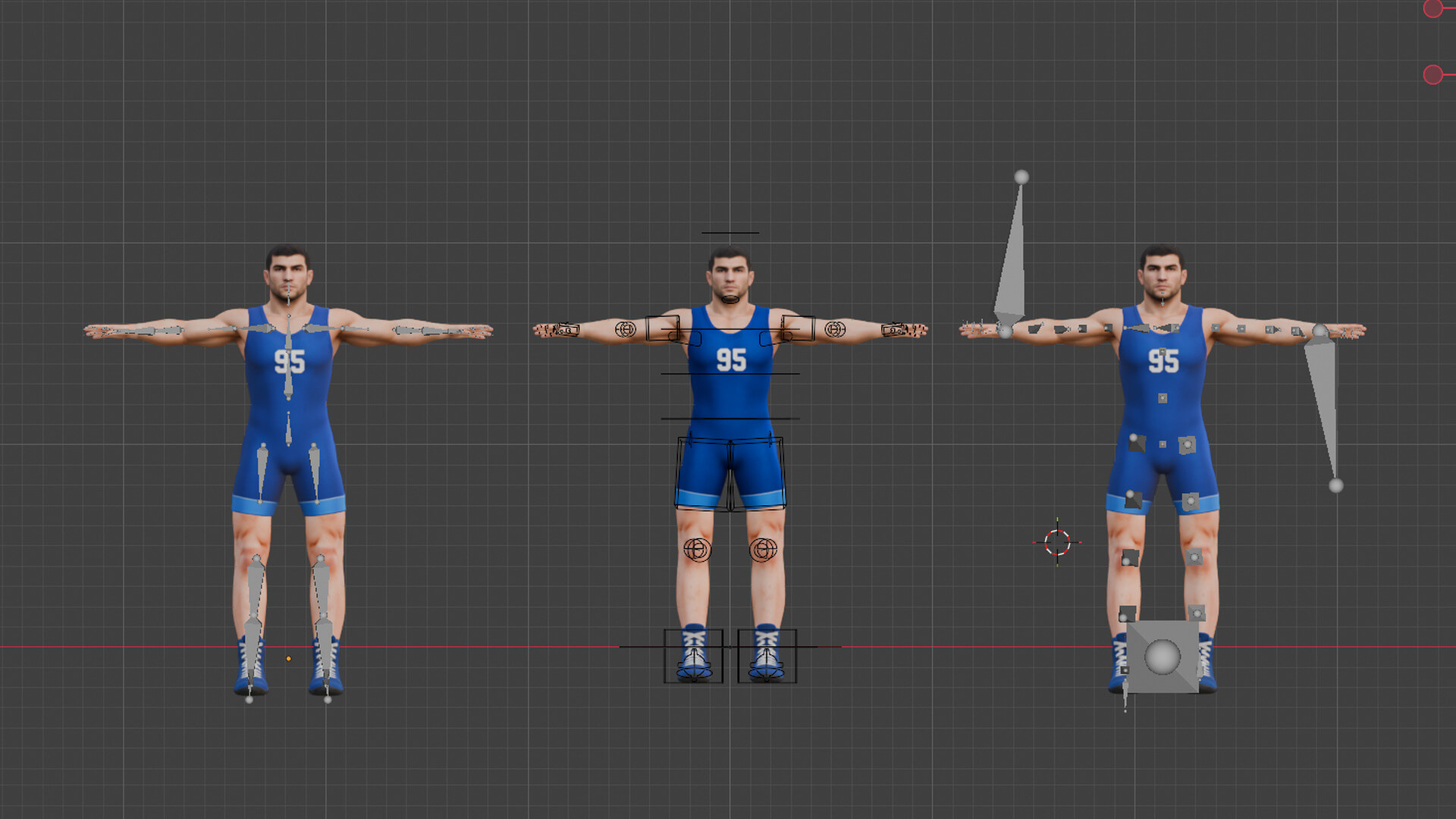 Rigged Lowpoly Wrestler Character 3D Model