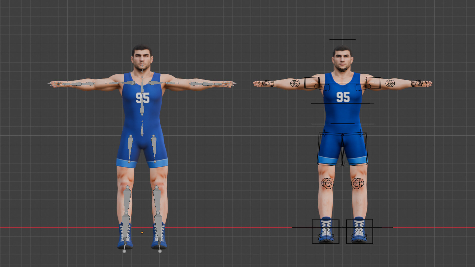 Rigged Lowpoly Wrestler Character 3D Model