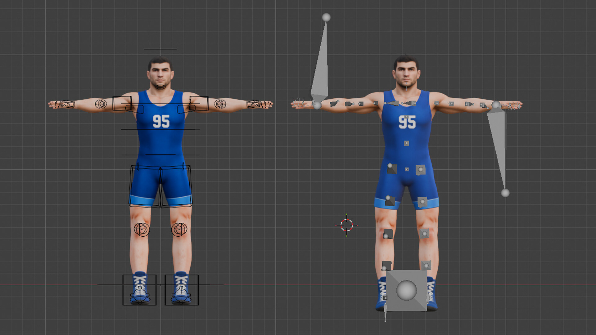 Rigged Lowpoly Wrestler Character 3D Model