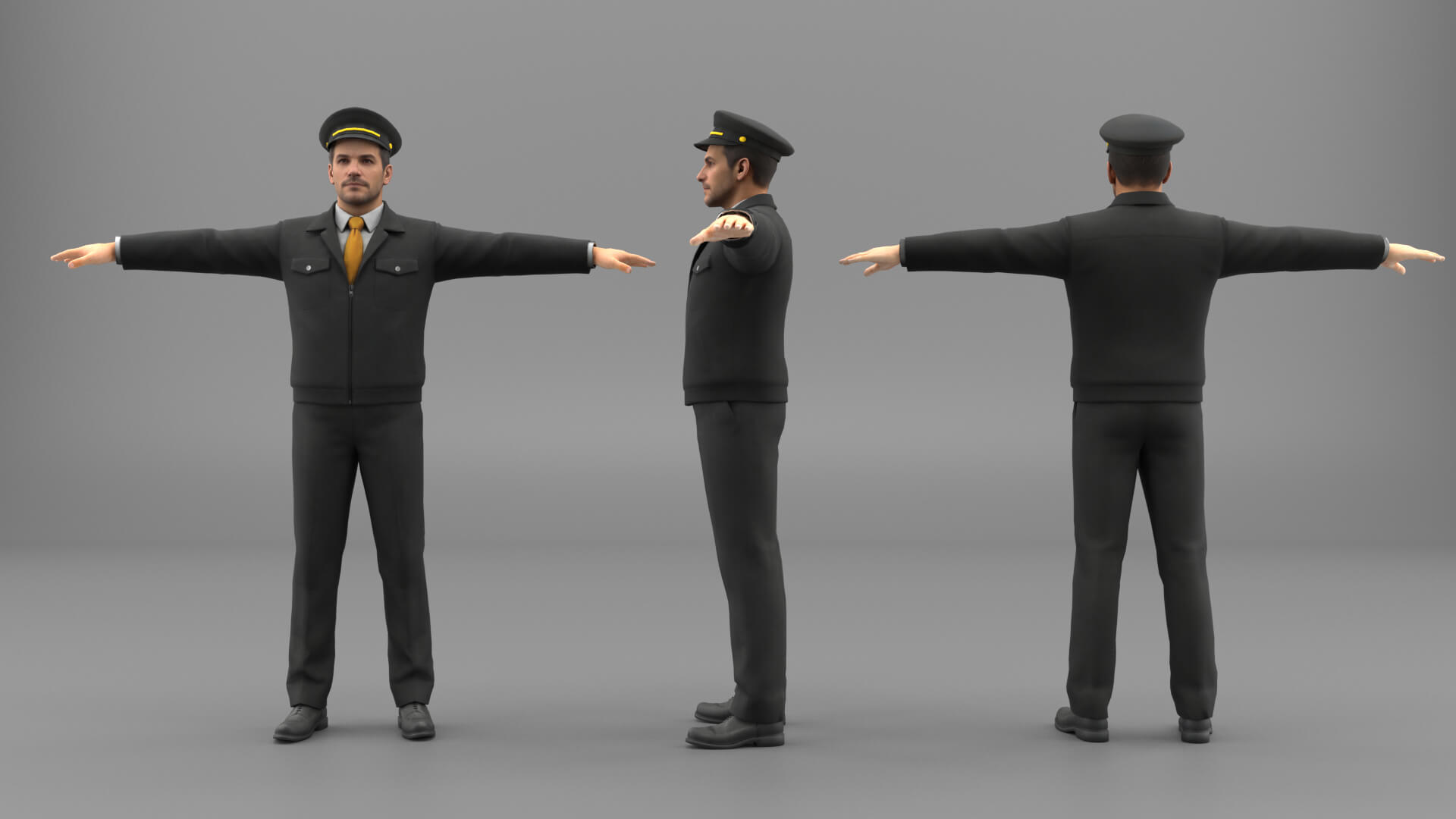 Taxi Driver Character Rigged 3D Model