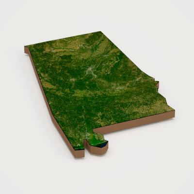 Alabama Realistic 3D Terrain Map