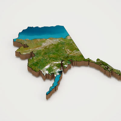 Alaska Realistic 3D Terrain Map