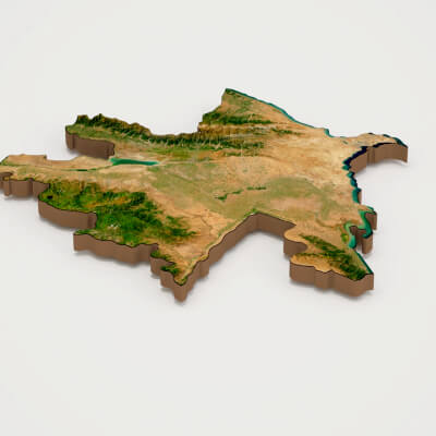 Azerbaijan Realistic 3D Terrain Map