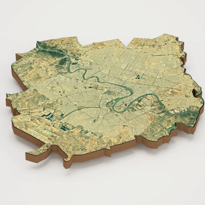 Baghdad Capital of Iraq Realistic 3D Terrain Map