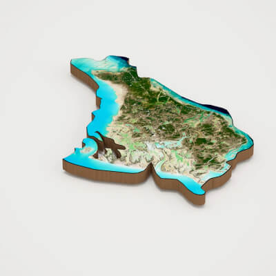 Bahamas Realistic 3D Terrain Map