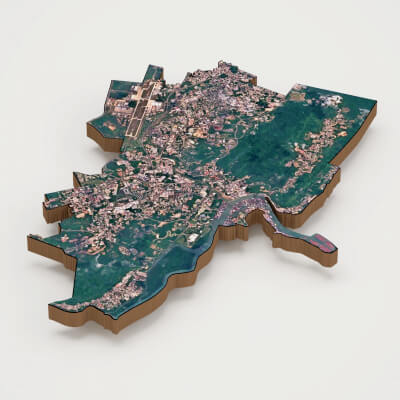 Bandar Seri Begawan Capital of Brunei Realistic 3D Terrain m