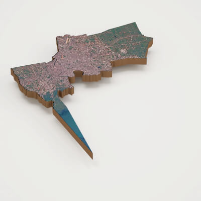 Bangkok Capital of Thailand Realistic 3D Terrain Map