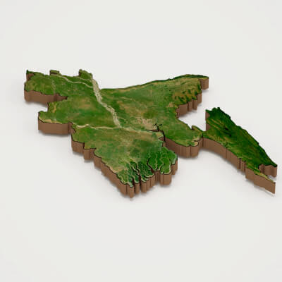 Bangladesh Realistic 3D Terrain Map