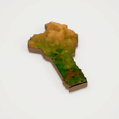 Benin Realistic 3D Terrain Map