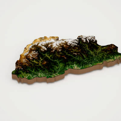 Bhutan Realistic 3D Terrain Map