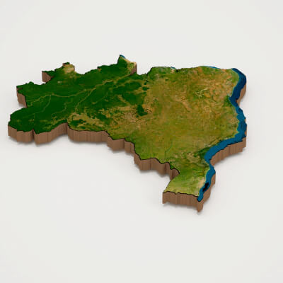 Brazil Realistic 3D Terrain Map