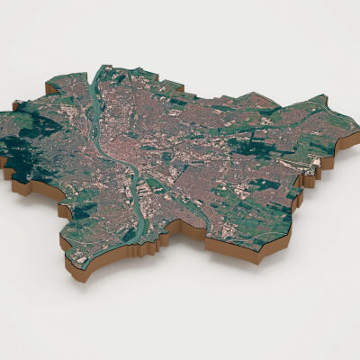 Budapest Capital of Hungary Realistic 3D Terrain Map