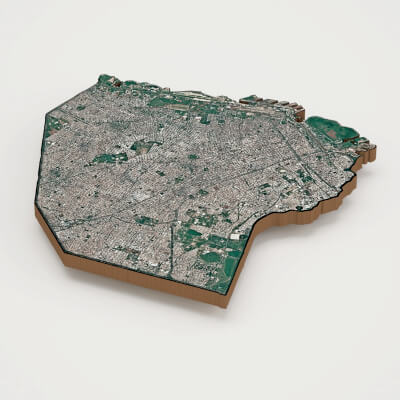 Buenos Aires Capital of Argentina Realistic 3D Terrain Map