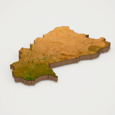 Burkina Faso Realistic 3D Terrain Map