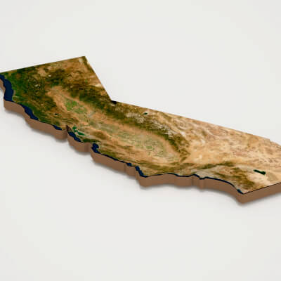 California Realistic 3D Terrain Map