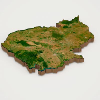 Cambodia Realistic 3D Terrain Map