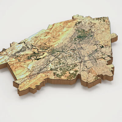 Damascus Capital of Syria Realistic 3D Terrain Map