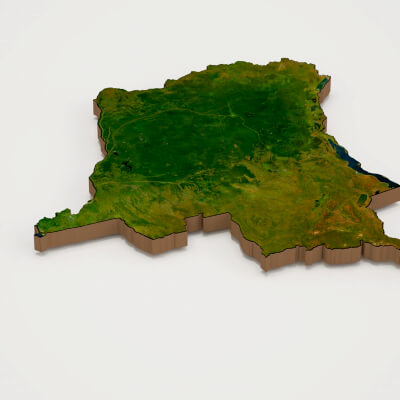 Democratic Republic of the Congo Realistic 3D Terrain Map