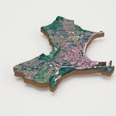Douglas Capital of Isle of Man Realistic 3D Terrain Map