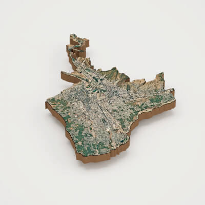 Dushanbe Capital of Tajikistan Realistic 3D Terrain Map