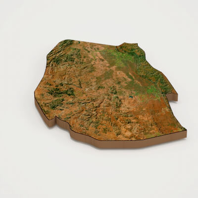 eSwatini Realistic 3D Terrain Map