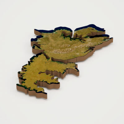 Falkland Islands Realistic 3D Terrain Map