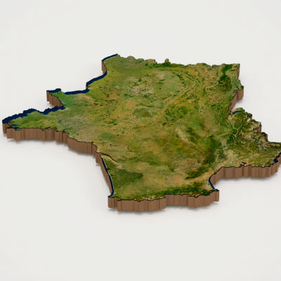 France Realistic 3D Terrain Map