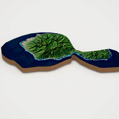 French Polynesia Realistic 3D Terrain Map
