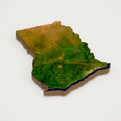 Ghana Realistic 3D Terrain Map