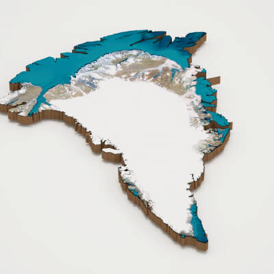 Greenland Realistic 3D Terrain Map