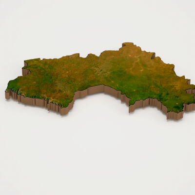 Guinea Realistic 3D Terrain Map